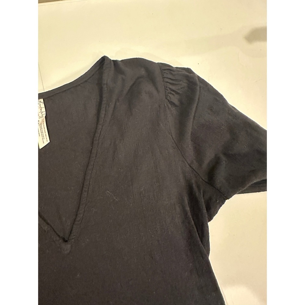 Intimately Free People Black V-Neck Long Sleeve‎ Puff Shoulder Bodysuit Small - Picture 6 of 7